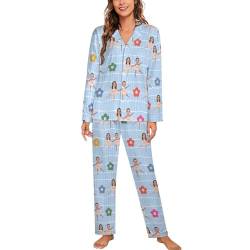 Naispanda Personalisierter Foto Pyjama Sets mit lustigem Gesicht für Damen, Personalisierte langärmelige Nachtwäsche Pyjama-Sets, Personalisiertes Valentinstagsgeschenk für Freundin, Ehefrau von Naispanda