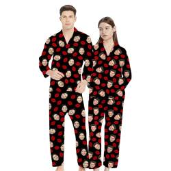 Naispanda Personalisierter Foto-Pyjama mit lustigem Gesicht für Herren, Personalisiertes Langarm-Pyjama-Set aus Seidensatin, lustige Geschenke für Damen und Herren, M von Naispanda