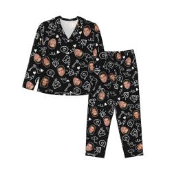 Naispanda Schlafanzüge für Damen Personalisierte Personalisiertes Pyjama-Set mit Foto Gesicht für Frauen, Freundin, Ehefrau, Mutter, Oma Personalisierter Damen Pyjama Personalisierte Schlafanzüge von Naispanda