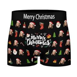 Personalisiert Herren Boxershorts Unterhosen mit lustigem Gesicht, Weihnachten, individuelle Boxershorts mit Gesicht, Unterhose, individuelle Geschenke für Männer, Ehemann, Vater, Freund, 3XL von Naispanda