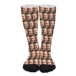 Personalisierte Foto Socken Lustige Socken mit Foto, benutzerdefinierte Gesichtssocken, Personalisiert Socks Lange Socken für Männer und Frauen, 40 cm, Geburtstag, Weihnachten, Valentinstags Geschenk von Naispanda