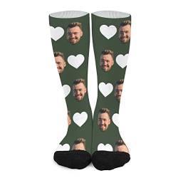 Personalisierte Foto Socken Lustige Socken mit Foto, benutzerdefinierte Gesichtssocken, Personalisiert Socks Lange Socken für Männer und Frauen, 40 cm, Geburtstag, Weihnachten, Valentinstags Geschenk von Naispanda