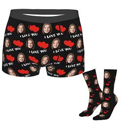 Personalisierte Herren Boxershorts mit Foto Gesicht Personalisierte Foto Gesicht Socken 16", personalisierte Ich liebe dich Unterwäsche Unterhosen Lustige Geschenke für Männer Ehemann Freund Vatertag von Naispanda