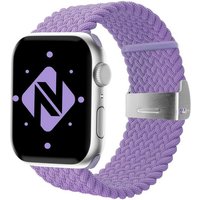 Nalia Smartwatch-Armband Apple Watch 42mm/44mm/45mm/49mm, Flecht-Stoff Uhr Ersatzband / Metall-Schließe / Stufenlos verstellbar von Nalia