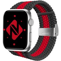 Nalia Smartwatch-Armband Apple Watch 42mm/44mm/45mm/49mm, Flecht-Stoff Uhr Ersatzband / Metall-Schließe / Stufenlos verstellbar von Nalia