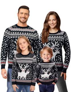 Namatime Rentier Weihnachtspullover Damen Weihnachten Strickpullover Partnerlook Pärchen Weihnachtspulli Langarm Weich Strickpulli Ugly Christmas Sweater Damen-Schwarz XL von Namatime