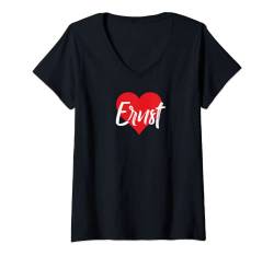 Damen T-Shirt mit Aufschrift "I Love Ernst", Herz T-Shirt mit V-Ausschnitt von Named Personalized Heart Tees GRN