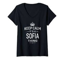 Damen Keep Calm It's Sofia Thing Lustige Geschenke Name T-Shirt Damen T-Shirt mit V-Ausschnitt von Names T Shirts For Men Women Gift