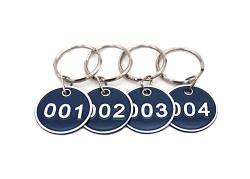 NanTun Aluminum Alloy Metal Key Tag Set, Number ID Tags Key Chain, Numbered Key Rings, 50 pieces - Blue -101 to150 von NanTun