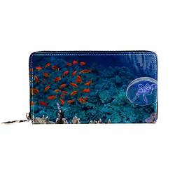 Damen-Geldbörse mit Reißverschluss und Handy-Kupplung, Unterwasserschildkröte, Korallenfische, Reise-Geldbörse, Leder-Clutch, Kartenhalter, Organizer, Handgelenktaschen, multi, 8.07x1x4.53 in von Nananma