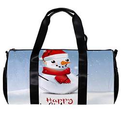 Runde Sporttasche mit abnehmbarem Schultergurt, niedlicher Weihnachts-Schneemann-Trainingshandtasche für Damen und Herren von Nananma