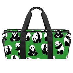 Schultertasche aus Segeltuch mit Panda-Motiv, für Fitnessstudio, Sport, Tanz, Reisen, Wochenendausflüge, Grün von Nananma