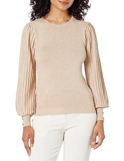 Nanette Nanette Lepore Damen Lurex gerippten Ärmeln Pullover, champagnerfarben, Groß von Nanette Nanette Lepore