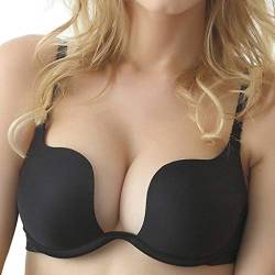 Nanier Damen Deep U Push Up Multiway Convertible Plunge BH Unterwäsche Schwarz 42C von Nanier