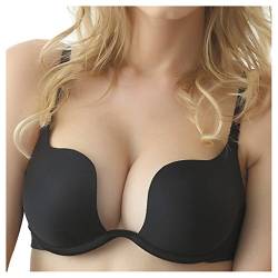 Nanier Damen Deep U Push Up Multiway Convertible Plunge BH Unterwäsche Schwarz 70D von Nanier