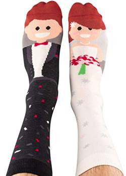 Nanushki unisex lustige verrückte Socken Mr Left & Mrs Right die Braut und der Bräutigam (36-39) von Nanushki