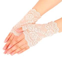 Nanxson Damen Fingerlose Spitzen Handschuhe Braut Spitzen Handschuhe für Hochzeitsfeier Halloween ST0084 (Apricot-84, Eine Größe) von Nanxson