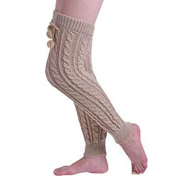 Nanxson Damen Gestrickt Beinwärmer Winter Warm Beinstulpen Strick Overknees Stulpen (Khaki) von Nanxson