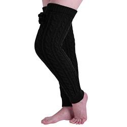 Nanxson Damen Gestrickt Beinwärmer Winter Warm Beinstulpen Strick Overknees Stulpen (Schwarz) von Nanxson