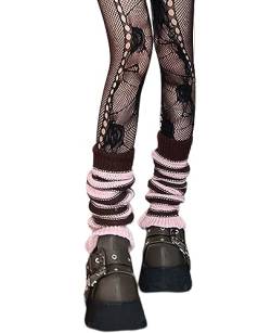 Nanxson Damen Kniestrümpfe Legwarmers Mädchen Strick Beinwärmer Gothic Lange Socken Leggings Beinstulpen Frauen Winter Crochet Stricken Stulpen (Kaffee Rosa) von Nanxson