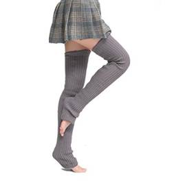 Nanxson Damen Lang Stulpe Leg Warmer Gestrickte Over-Knee Lange Beinstulpe Tanzen Strumpf (Dunkel Grau-65) von Nanxson