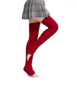 Nanxson Damen Lang Stulpe Leg Warmer Gestrickte Over-Knee Lange Beinstulpe Tanzen Strumpf (Dunkel Rot-65) von Nanxson