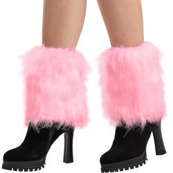 Nanxson Damen Mädchen Stulpen Furry Fuzzy Beistulpe Beinwärmer Kurz Beinlinge Strumpf (Pink) von Nanxson