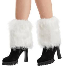 Nanxson Damen Mädchen Stulpen Furry Fuzzy Beistulpe Beinwärmer Kurz Beinlinge Strumpf (Weiß) von Nanxson