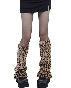 Nanxson Damen Pelzigen Stulpen Winter Leopard Beinstulpen Beinwärmer für Cosplay Party Festival (Braun Leopard) von Nanxson