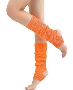 Nanxson Damen Stulpen Gothic Punk Gerippte Gestrickte Beinlinge Harajuku Beinwärmer für Party Sport Freizeitsocken (Orange) von Nanxson