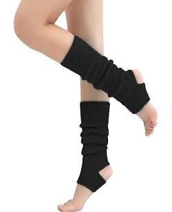 Nanxson Damen Stulpen Gothic Punk Gerippte Gestrickte Beinlinge Harajuku Beinwärmer für Party Sport Freizeitsocken (Schwarz) von Nanxson