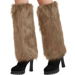 Nanxson Damen Stulpen Lange Furry Fuzzy Beinwärmer Strümpfe Winter Warm Beinlinge Stulpe TTW0034 (Khaki) von Nanxson