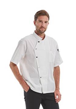 Nanxson Herren Kochjacke Arbeitsjacke Bäckerjacke Kurzarm Atmungsaktiv Mesh Küche Uniform Arbeitskleidung von Nanxson