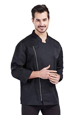 Nanxson Unisex Kochjacke Bäckerjacke Herren Damen Langarm Küche Reißveschluss Kochbekleidung Uniform CFM0058, M, Schwarz von Nanxson