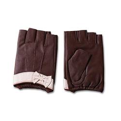Nappaglo Damen Lederhandschuhe für fahren Halbfinger fingerlose Handschuhe für Fahren Outdoor Motorrad Radfahren Handschuhe (L (Umfang der Handfläche:19.0-20.3cm), Rosa) von Nappaglo