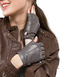 Nappaglo Fingerlos Lederhandschuhe Damen Autofahrer Sommer Motorrad Handschuhe Größe L Grau von Nappaglo