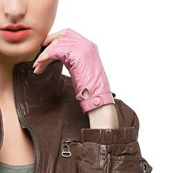 Nappaglo Fingerlos Lederhandschuhe Damen Autofahrer Sommer Motorrad Handschuhe Größe L Rosa von Nappaglo