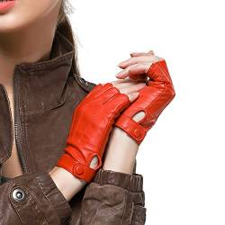 Nappaglo Fingerlos Lederhandschuhe Damen Autofahrer Sommer Motorrad Handschuhe Größe L Rot von Nappaglo