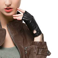 Nappaglo Fingerlos Lederhandschuhe Damen Autofahrer Sommer Motorrad Handschuhe Größe XXL Schwarz von Nappaglo