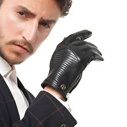 Nappaglo Herren Handschuhe aus echtem Nappaleder Wnter Warme Handschuhe mit Purem Kaschmir Futter (XL (Umfang der Handfläche:22.8-24.1cm), Schwarz(Touchscreen)) von Nappaglo