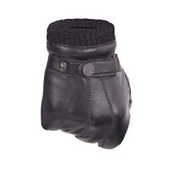 Nappaglo Herren PU Lederhandschuhe - Touchscreen Handschuhe Mit Langen Fleecefutter Winter Fahren schwarz Gr.L von Nappaglo