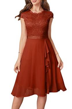 Cocktailkleider für Damen, Abendparty, Teeparty-Kleid für Damen, 2024, Hochzeitsgästekleid, Abschlussball, halbformelles Kleid, Rostbraun, Klein von Narecte