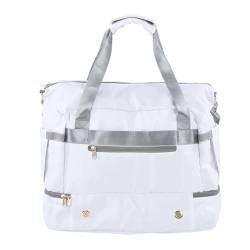 Damen-Sporttasche, Wochenendtasche mit Metallschnallen und Sekundäre Yoga-Tasche (White) von Naroote