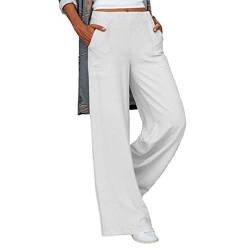Damenhose, atmungsaktive Damenhose, lockere elastische Taille für Zuhause für Frauen, weiß, 56 von Naroote