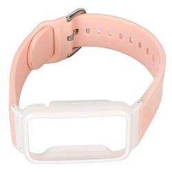 Naroote Silikon-Uhrenarmband, Flexibler, Weicher Ersatz, Verstellbares Uhrenarmband, Stoßstangengehäuse für Übungen für Fitness (Rosa-weißes Gehäuse) von Naroote