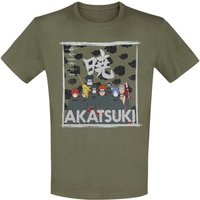 Naruto - Anime T-Shirt - Akatsuki Clan - S bis XXL - für Männer - Größe L - grün  - Lizenzierter Fanartikel von Naruto
