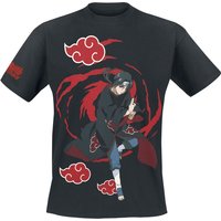 Naruto - Anime T-Shirt - Itachi Uchiha - Logos - S bis L - für Männer - Größe M - schwarz  - Lizenzierter Fanartikel von Naruto