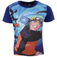 Naruto Print-Shirt Naruto Uzumaki Kinder Jungen T-Shirt Gr. 116 bis 152, 100% Baumwolle, Grau oder Blau von Naruto