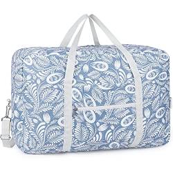 Handgepäck Tasche für Flugzeug - Groß Faltbare Reisetasche Damen & Weekender Damen - Handgepäck Koffer (Blaues Blatt (40L)) von Narwey
