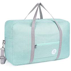 Handgepäck Tasche für Flugzeug - Groß Faltbare Reisetasche Damen & Weekender Damen - Handgepäck Koffer (Minzgrün (40L)) von Narwey